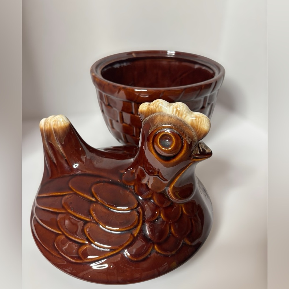 McCoy Pottery Drip Glaze Hen On Nest Cookie Jar